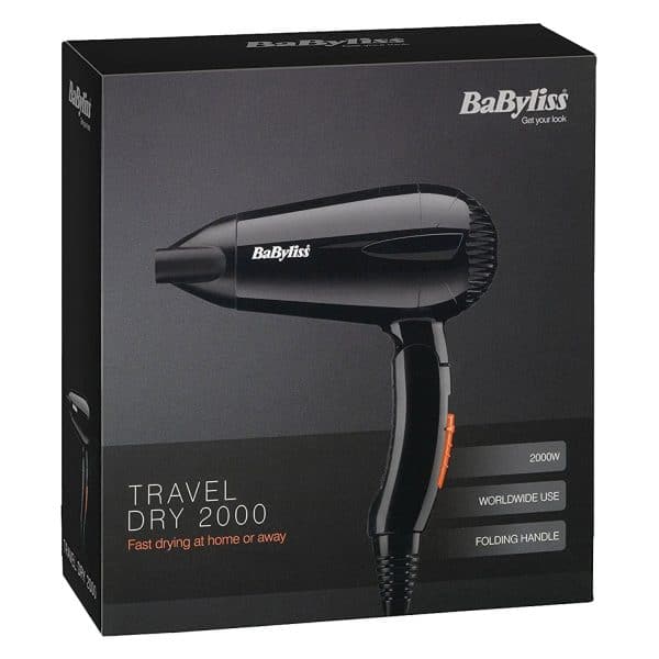 BABYLISS FOLDING TRAVEL HAIR DRYER 2000W BLACK - Image 2